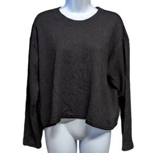 Time and Tru Sweater Lightweight Long Sleeve Shirt Ribbed Black Size Large 12-14
